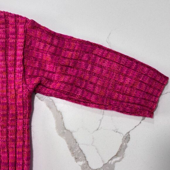 Plaid Moose | Girls Crewneck Heart Knit Pink Orange Sweater - Picture 14 of 15